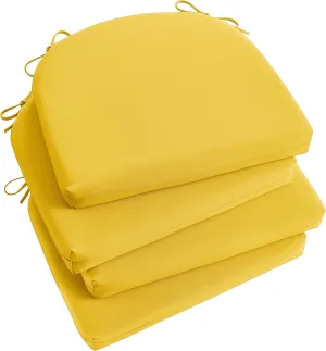 Basic Beyond Outdoor Chair Cushions Set of 4, Outdoor Cushions for Patio Furniture, Water Resistant Patio Chair Cushions with 2 Ties, 17x16x2, Yellow