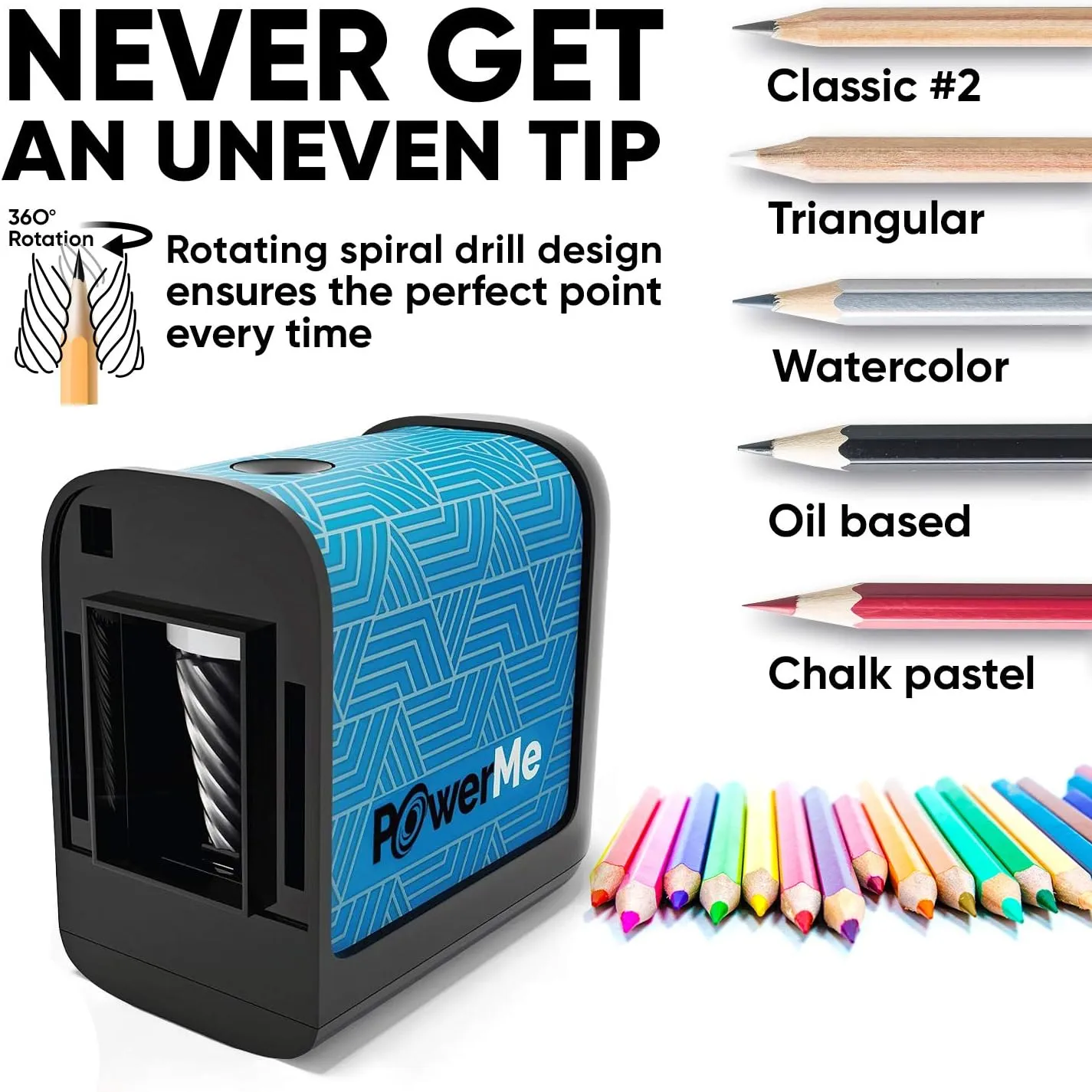 Battery-Operated Electric Pencil Sharpener for Kids, School, Home, Office - For No. 2 Pencils and Colored Pencils