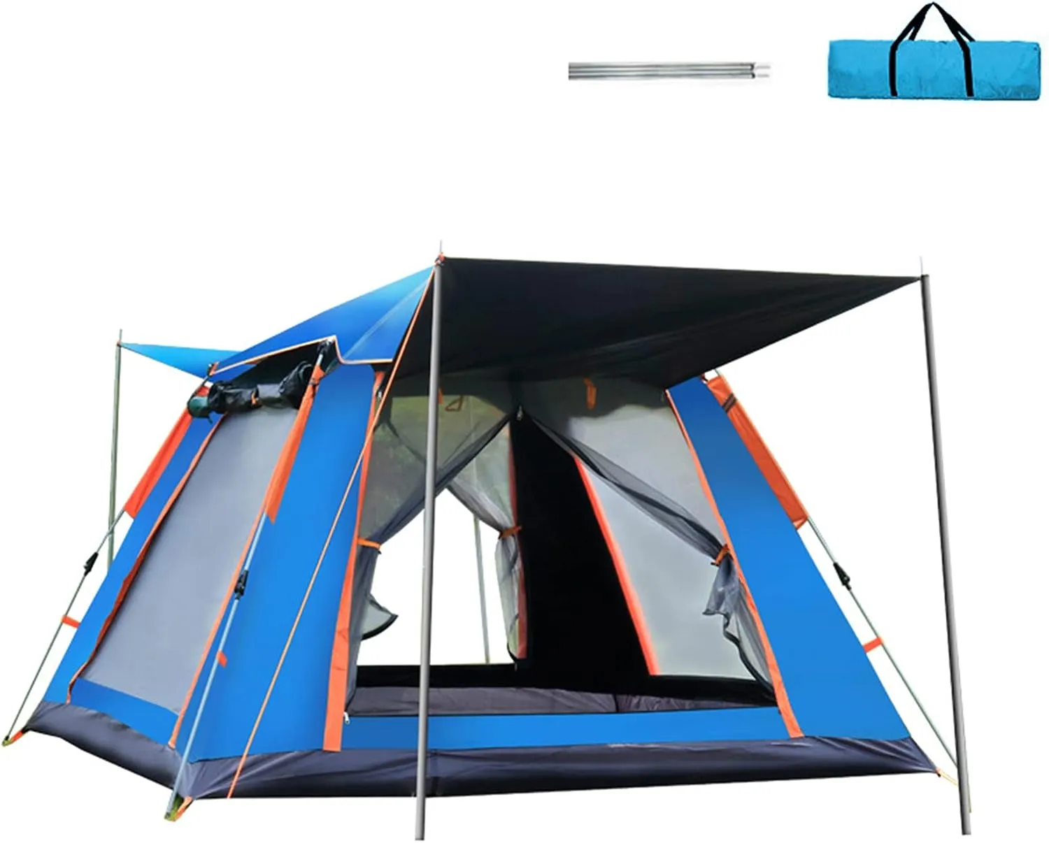 Beach Tent Sun Shade Shelter 3-4 Person Full-Automatic Quick-Opening Beach Camping Tent Rainproof Multi-Person Camping Four-Sided Tent,