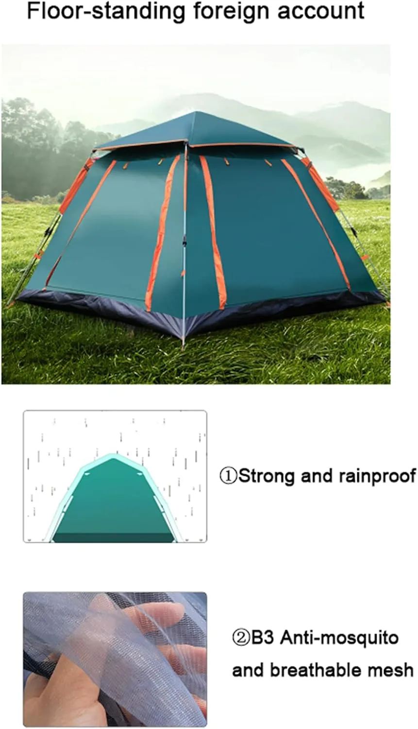 Beach Tent Sun Shade Shelter 3-4 Person Full-Automatic Quick-Opening Beach Camping Tent Rainproof Multi-Person Camping Four-Sided Tent,