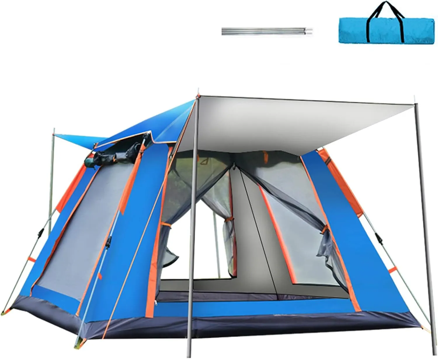 Beach Tent Sun Shade Shelter 3-4 Person Full-Automatic Quick-Opening Beach Camping Tent Rainproof Multi-Person Camping Four-Sided Tent,