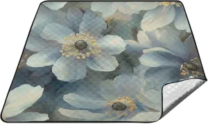 Beauty Spring Flowers South Dakota Pasque Flower Waterproof Camp Blanket Water Resistant Outdoor Foldable Mat for Ground Concert Blanket Manta para parque