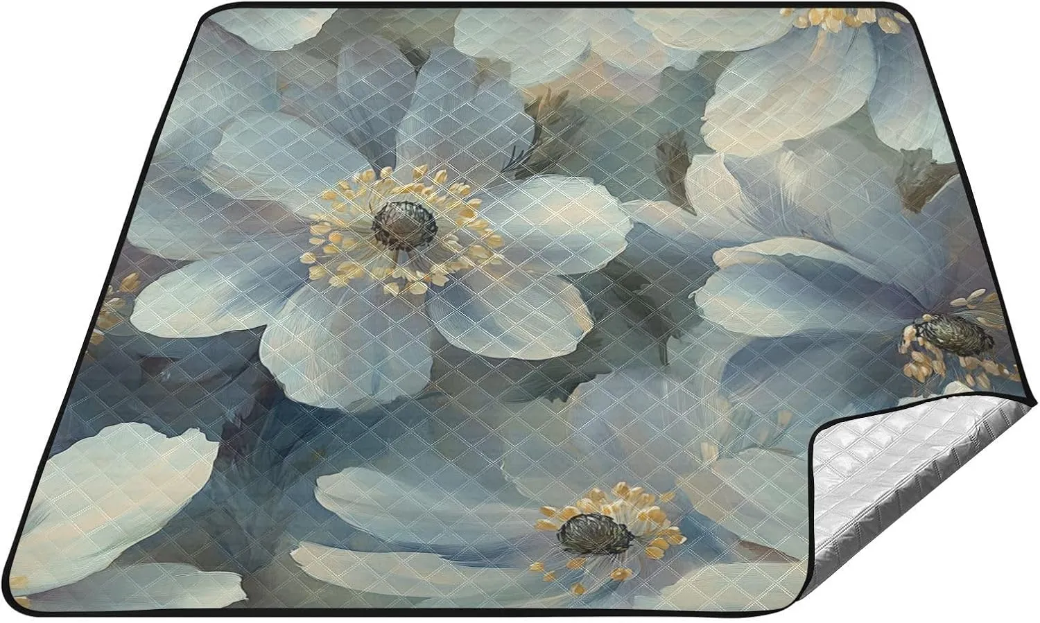 Beauty Spring Flowers South Dakota Pasque Flower Waterproof Camp Blanket Water Resistant Outdoor Foldable Mat for Ground Concert Blanket Manta para parque