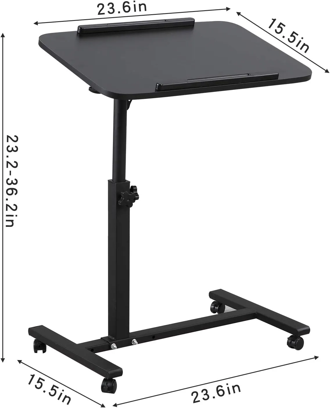 Bed Desk Adjustable Overbed Bedside Table Rolling Laptop Tray Desk Cart Height Portable Mobile Sit Stand Table Tilting Hospital Bed with Wheels
