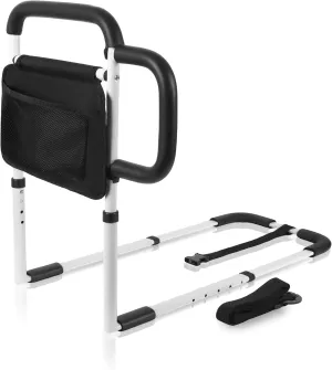 Bed Safety Rails for Elderly Adults, Adjustable Bed Guard Railing with Storage Bag and Side Handle, Bed Assist Bar Fits King, Queen, Full, Twin