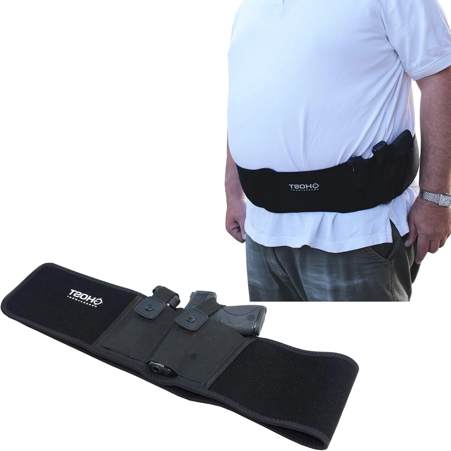 Belly Band Holster for Concealed Carry, Belly Gun Holster for Men Women, Waistband Holster, Airsoft Holster Fits Glock 19 17 42 43, Smith Wesson, Taurus, Ruger