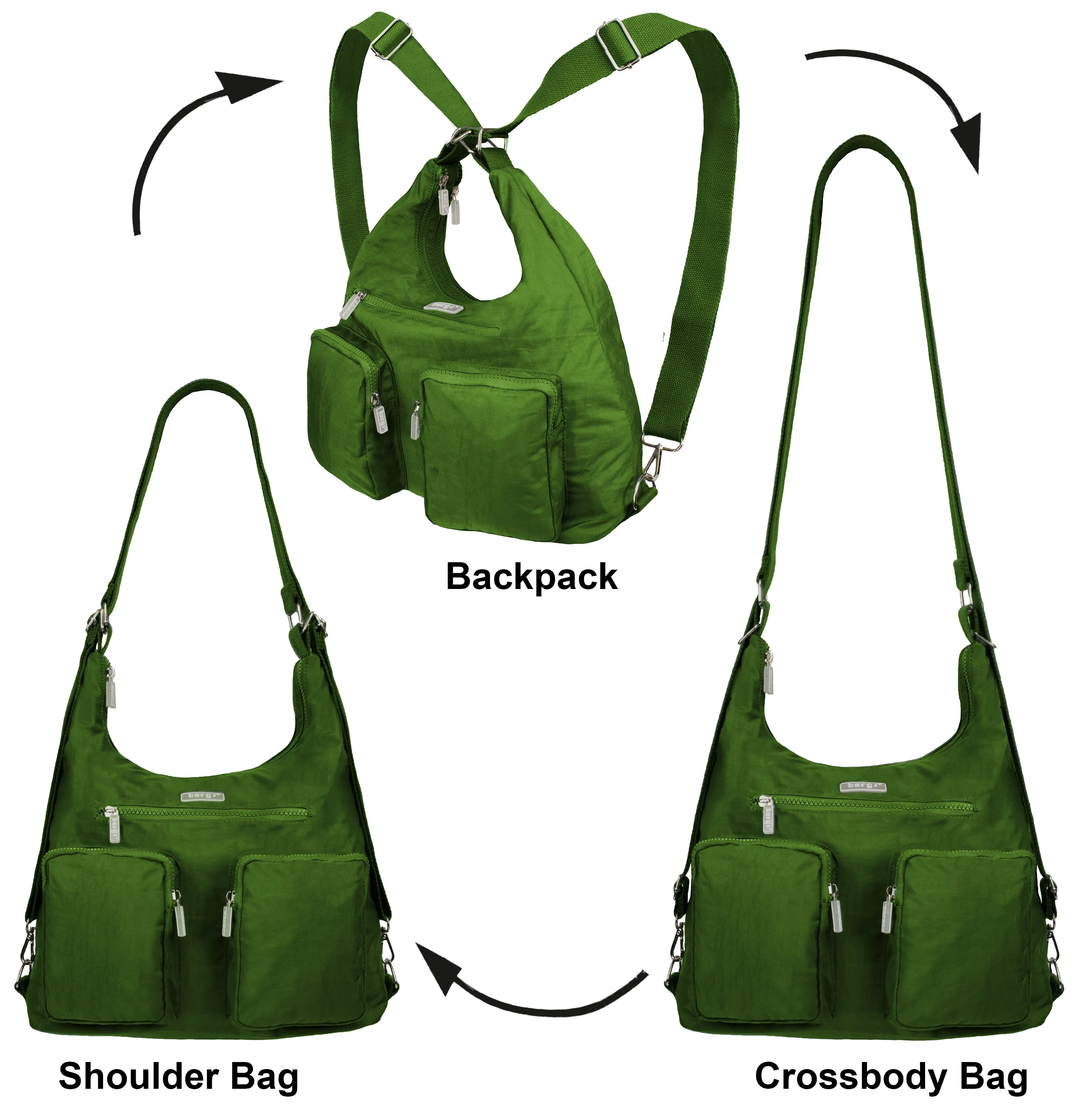 BergsFlexy Funky Convertible Handbags to Backpack to Shoulder Bag Nylon 15L
