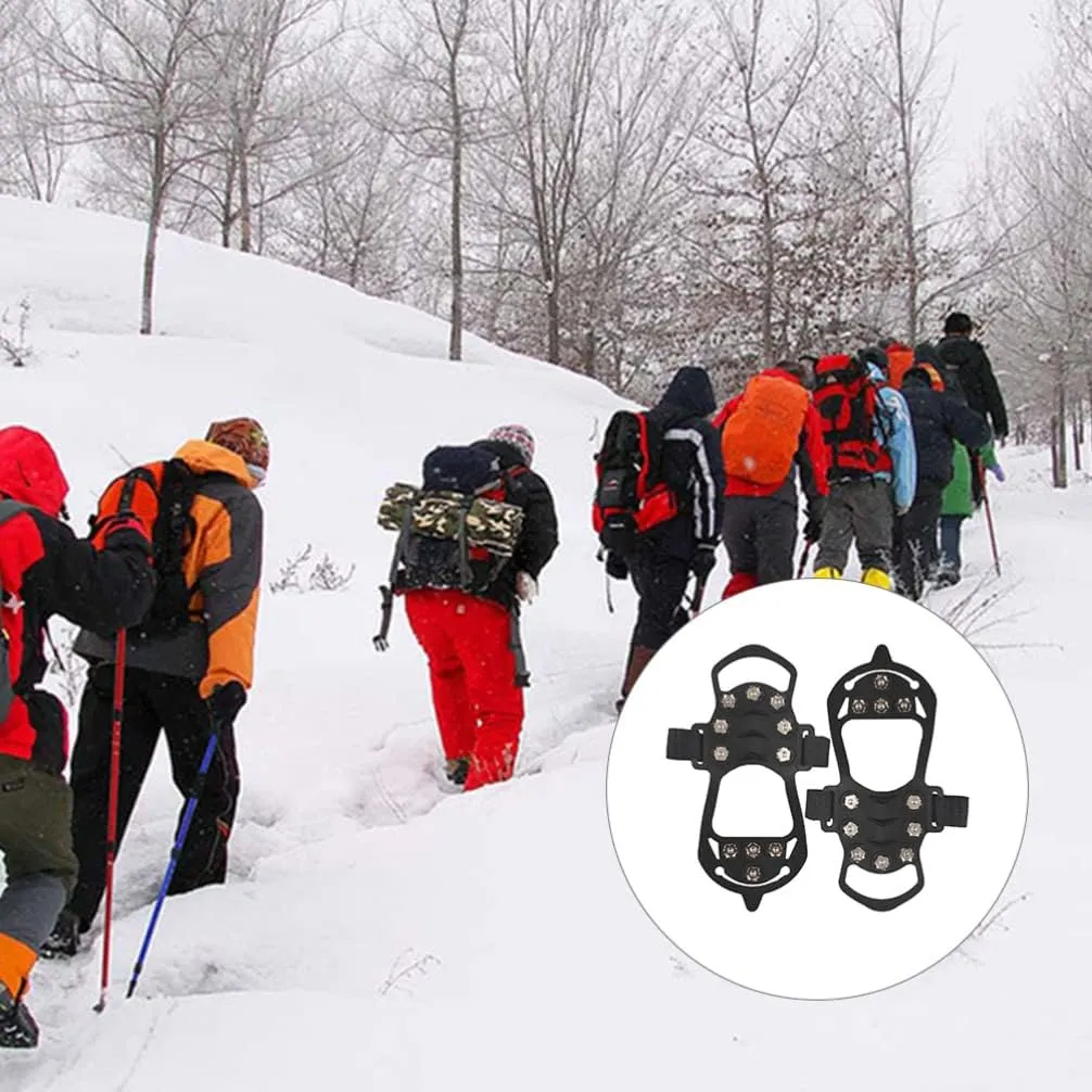 BESPORTBLE 1 Pair Ice Cleats Ice Grippers Traction Cleats Shoes Snow Shoe Spikes Non-Skid Climbing Crampon for Walking on Snow Ice 28x12.5cm
