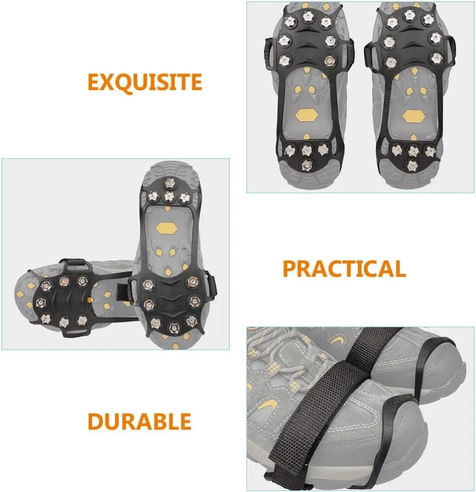 BESPORTBLE 1 Pair Ice Cleats Ice Grippers Traction Cleats Shoes Snow Shoe Spikes Non-Skid Climbing Crampon for Walking on Snow Ice 28x12.5cm