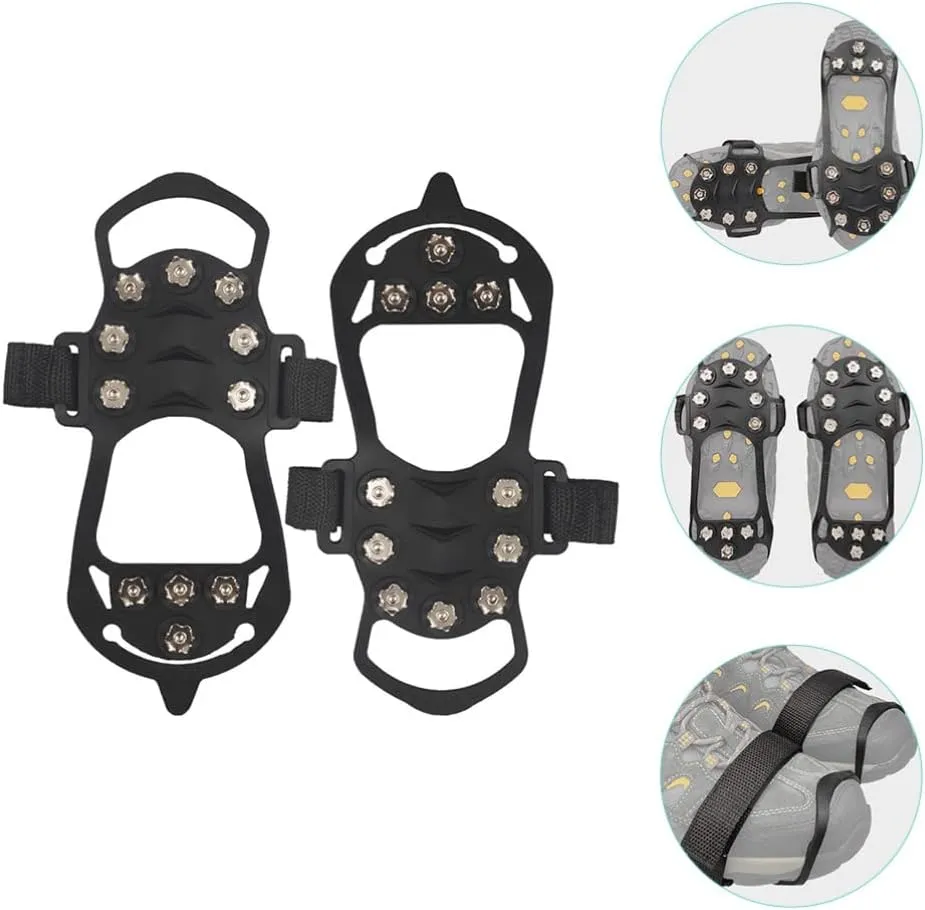 BESPORTBLE 1 Pair Ice Cleats Ice Grippers Traction Cleats Shoes Snow Shoe Spikes Non-Skid Climbing Crampon for Walking on Snow Ice 28x12.5cm