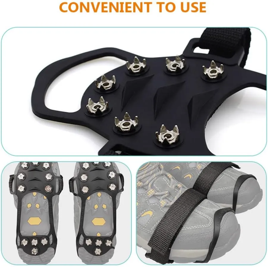BESPORTBLE 1 Pair Ice Cleats Ice Grippers Traction Cleats Shoes Snow Shoe Spikes Non-Skid Climbing Crampon for Walking on Snow Ice 28x12.5cm