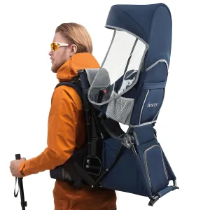besrey Baby Backpack Carrier, Toddler Hiking Backpack with Safety 3-Height Seat, Adjustable Straps&Waist Belt, Foldable Frame Lightweight Large Capacity Child Carrier for Hiking (Blue/Grey)