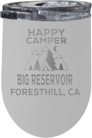 Big Reservoir Foresthill, Ca Souvenir 12 oz White Laser Etched Insulated Wine Stainless Steel Tumbler