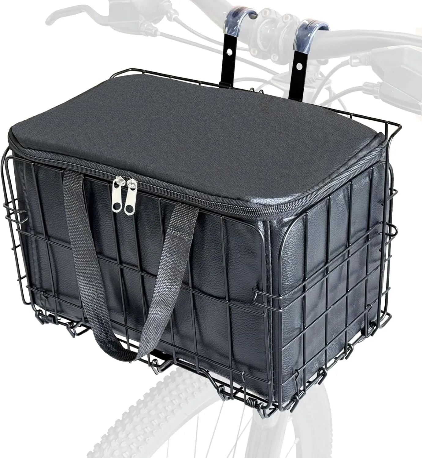 Bike Basket Front/Rear for Adult Bikes, Folding Large Rear Bicycle Basket with Removable Liner Bag Rainproof Cover