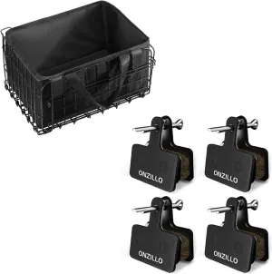 Bike Basket Rear   Bike Brake Pads Set, Bicycle Basket Foldable with Rainproof Cover and Removable Liner Bag