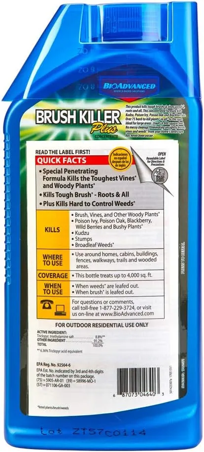 BioAdvanced Brush Killer Plus, Concentrate Weed Killer, 32 oz – Kills Tough Brush Roots & Poison Ivy