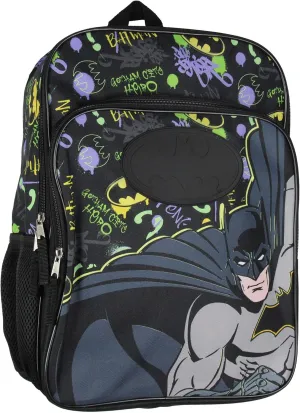 Bioworld DC Comics Batman Backpack Gotham City Superhero Rubber Bat Symbol Kids School Travel Backpack