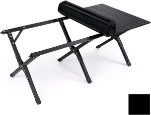 BK&MF Ultralight Outdoor Folding Table,Portable Aluminum Beach Picnic Camping Table Compact Roll-up Table with Carry Bag for Beach and BBQ,A,120x60x43cm(47x24x17inch)