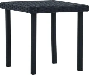 Black Side Table, Furniture with Compact PE Rattan, Powder-Coated Steel - Perfect for Outdoor, Coffee, Balcony, Garden, Tables, Camping and Picnic