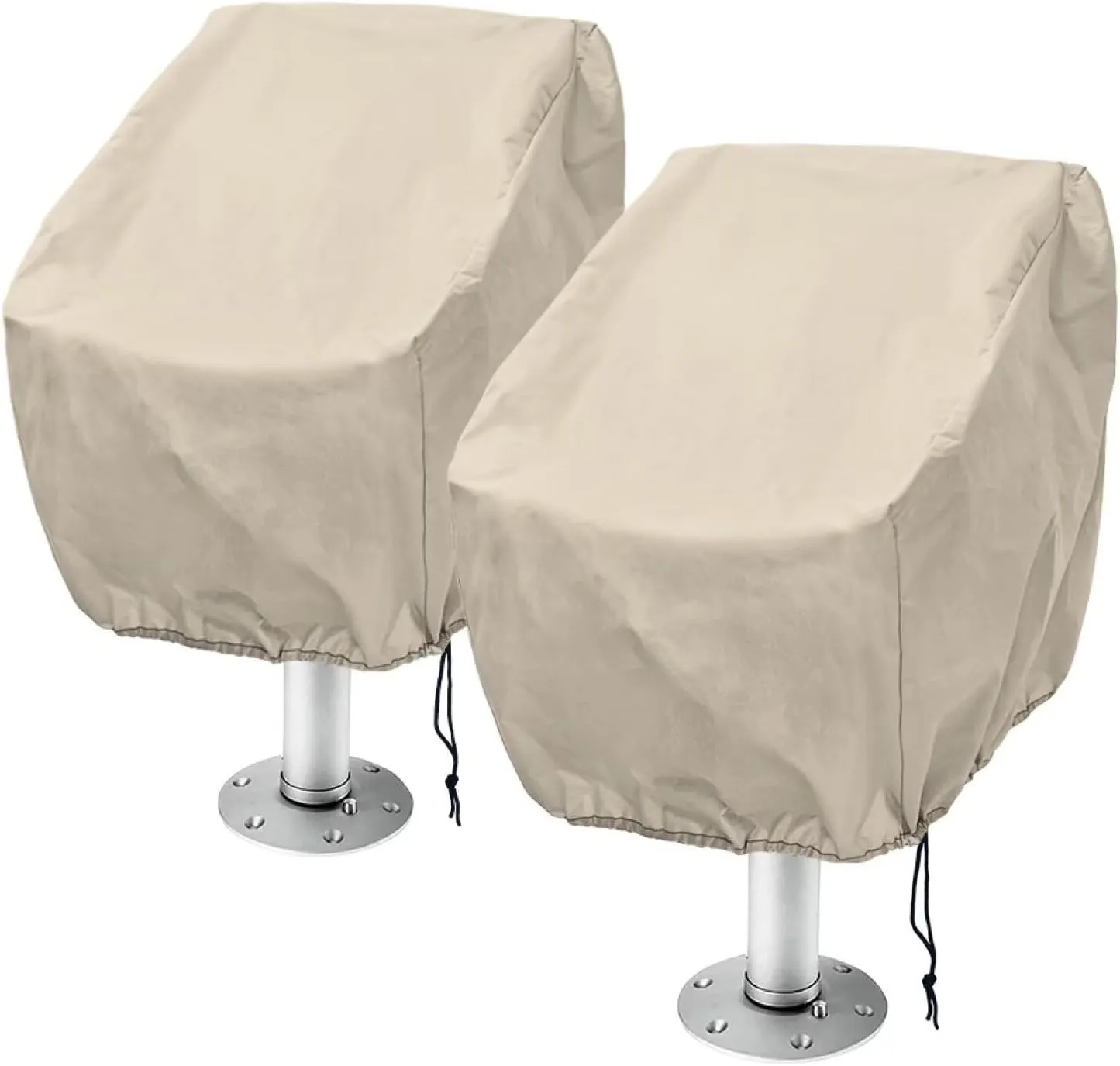 Boatee 2 Pack Boat Bench Chair Cover Dustproof Helm Chair Protective Covers Weather Resistant Boat Cover for High-Back Folding Boat Seat Heavy Duty Boat Caption Seat Cover Beige