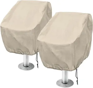 Boatee 2 Pack Boat Bench Chair Cover Dustproof Helm Chair Protective Covers Weather Resistant Boat Cover for High-Back Folding Boat Seat Heavy Duty Boat Caption Seat Cover Beige