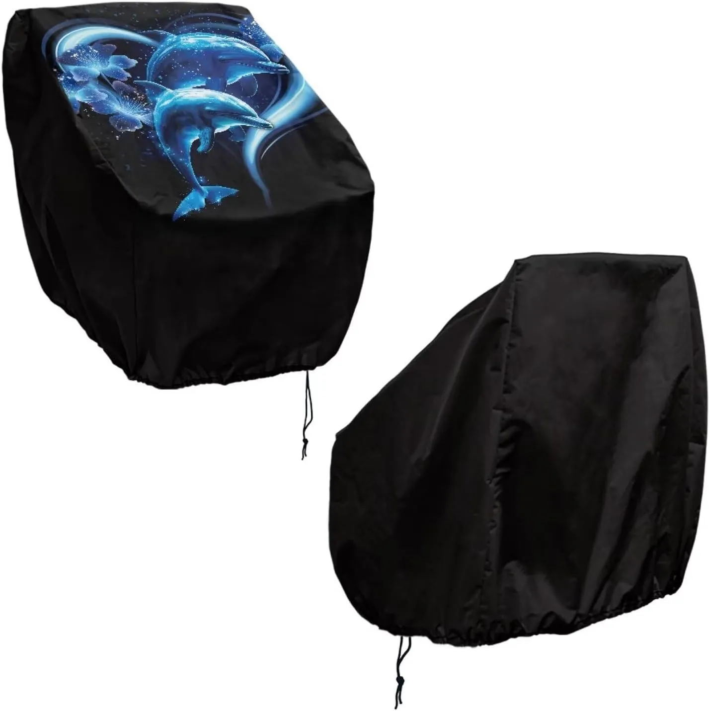 Boatee 2 Pack Boat Bench Chair Cover Waterproof Helm Chair Protective Covers with Drawstring Boat Accessories Windproof Heavy Duty Boat Folding Chair Cover