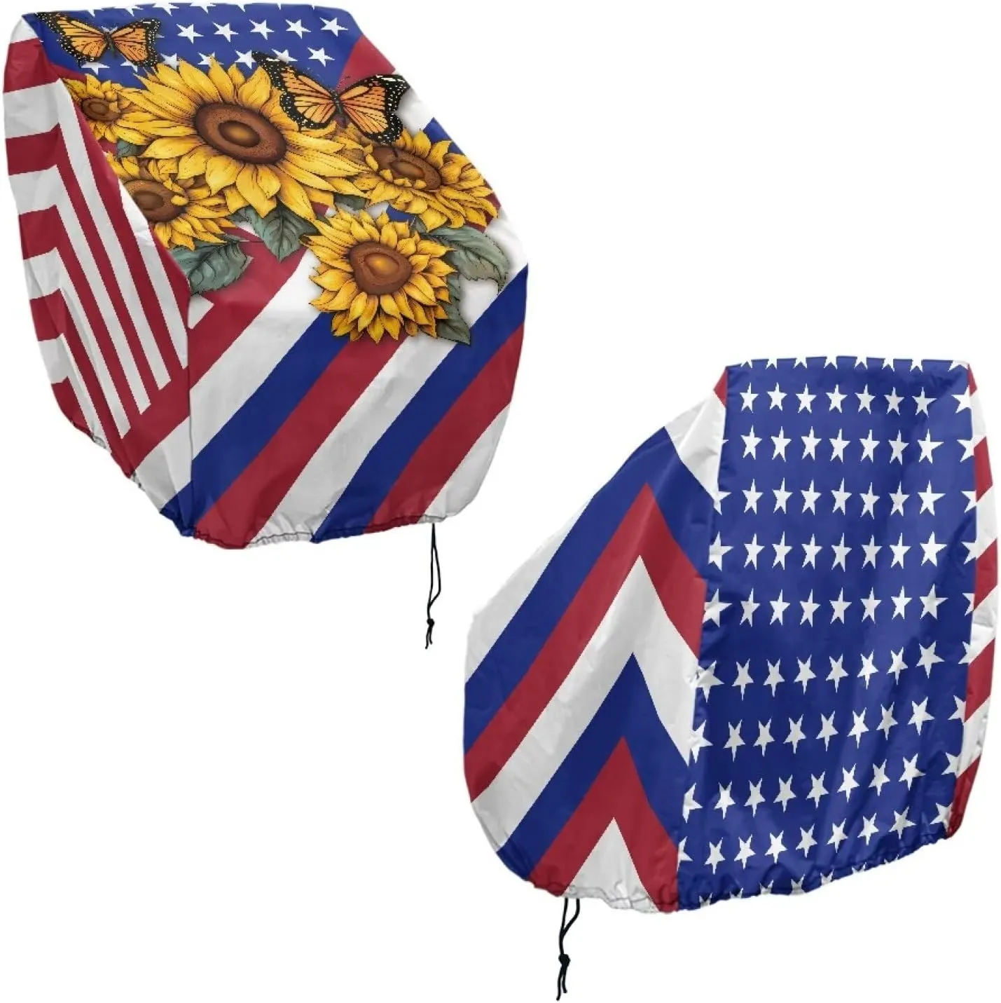 Boatee Sunflower American Flag Boat Folding Seat Cover UV Resistant Heavy Duty Boat Caption Seat Cover Dust-Proof Boat Cover Easy to Install Helm Chair Protective Covers