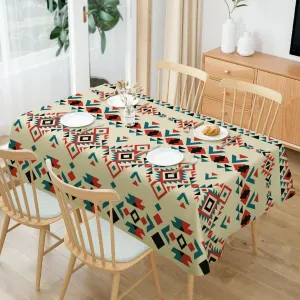 Boho Aztec Tablecloth, Vintage Geometric Stripe Native American Nations Tribal Aztec Print Rectangular Waterproof Tablecloth for Kitchen Dining Party Wedding Camping Table Decor55x75in