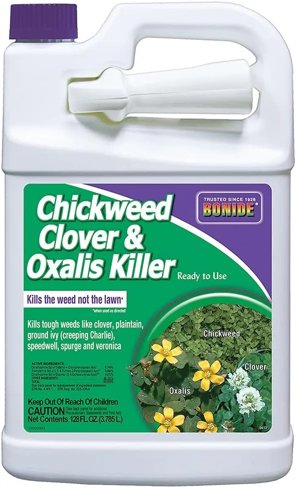 Bonide Chickweed, Clover & Oxalis Killer, 128 oz Ready-to-Use Spray, Controls Weeds & Roots without Harming Lawn
