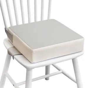 Booster Seat for Kitchen Chair (PU Material),Toddler Booster Seats for Dining Table Portable for Travel Camping Eating Double Safe Straps Non-Slip Bottom (Light Grey)