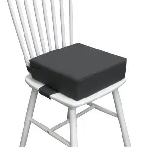 Booster Seat for Kitchen Chair (PU Material),Toddler Booster Seats for Dining Table Portable for Travel Camping Eating Double Safe Straps Non-Slip Bottom (Rock Grey)