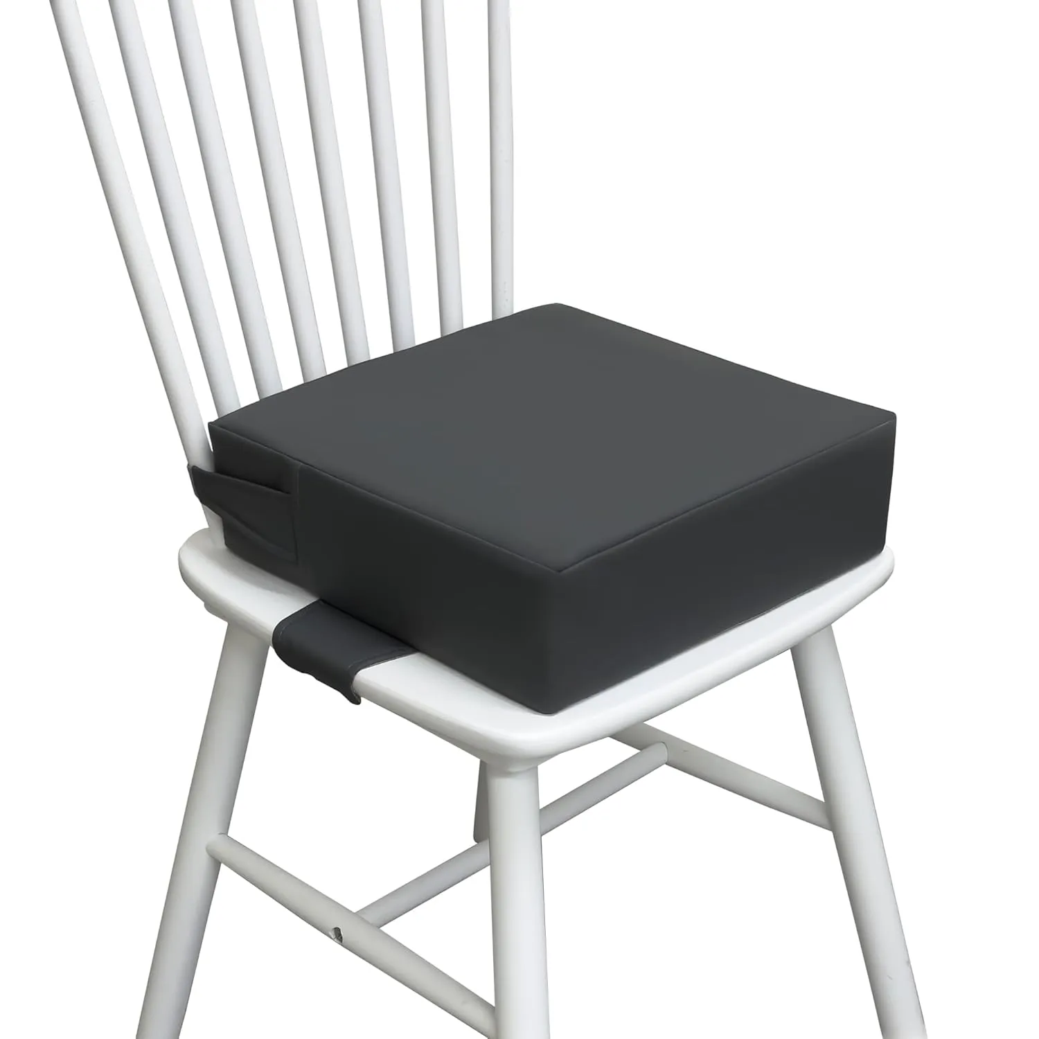 Booster Seat for Kitchen Chair (PU Material),Toddler Booster Seats for Dining Table Portable for Travel Camping Eating Double Safe Straps Non-Slip Bottom (Rock Grey)