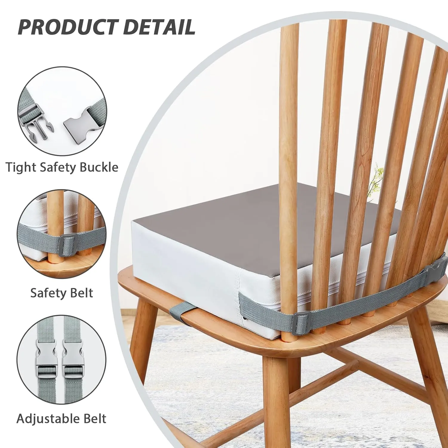 Booster Seat for Table - PU Waterproof Strong Support Toddler Booster Seat for Dining Table, Portable Booster Chair with Adjustable Elasticity Straps for Toddlers Eating Travel Home