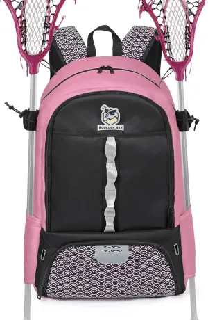 Boulder Bee Lacrosse Backpack with Stick Holders, Field Hockey Bag, Lacrosse Gift for Women
