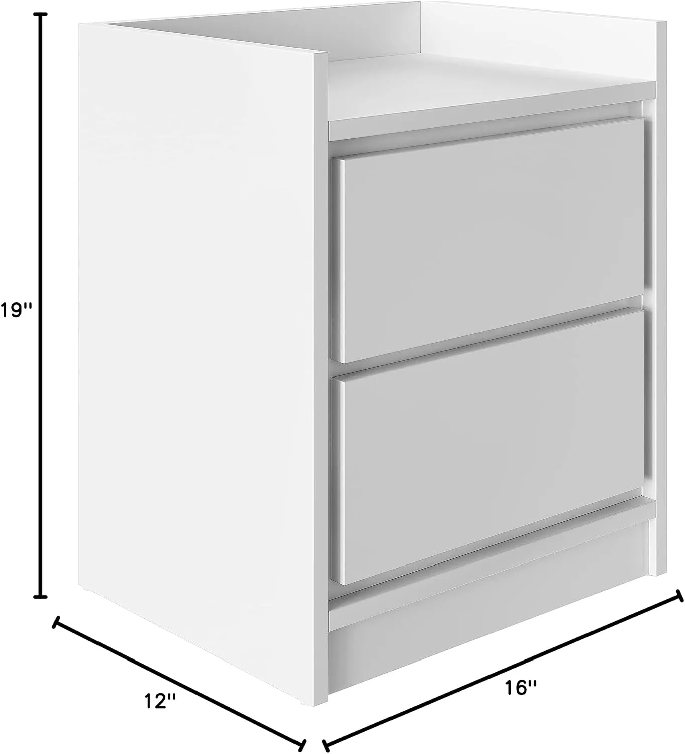 Boyd Sleep Adagio Swing Door Modern Nightstand: Bedroom Side Table with Storage Cubby and Shelf, White
