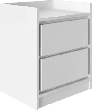 Boyd Sleep Adagio Swing Door Modern Nightstand: Bedroom Side Table with Storage Cubby and Shelf, White