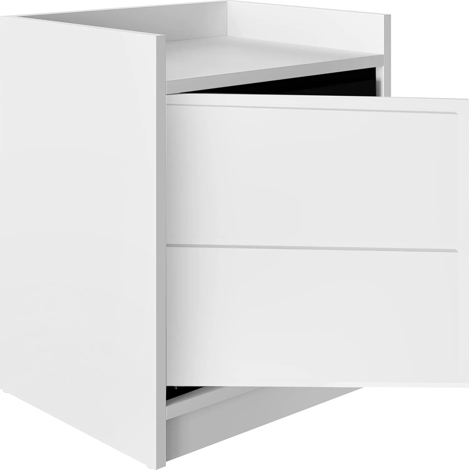 Boyd Sleep Adagio Swing Door Modern Nightstand: Bedroom Side Table with Storage Cubby and Shelf, White