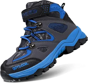 Boys Snow Boots Outdoor Adventure Kids Hiking Shoes Warm Kids Snow Boots Non Slip Boys Boots Metal Buckle Sole High Top Kids Hiking Boots Easy To Put On Kids Boys Winter Boots Mid Waterproof
