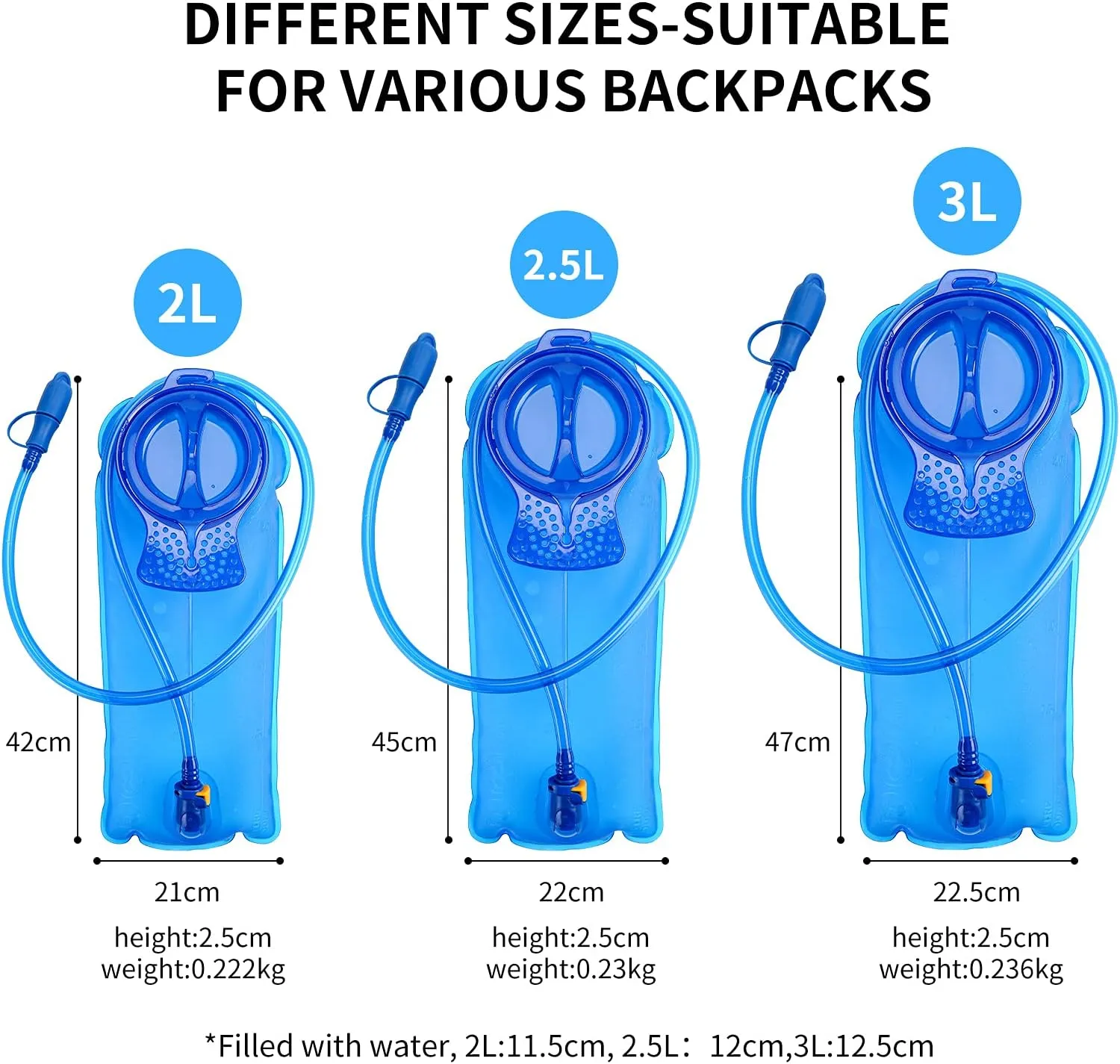 BQA Hydration Water Bladder Reservoir for Hiking Biking Climbing Cycling Running, Large Opening