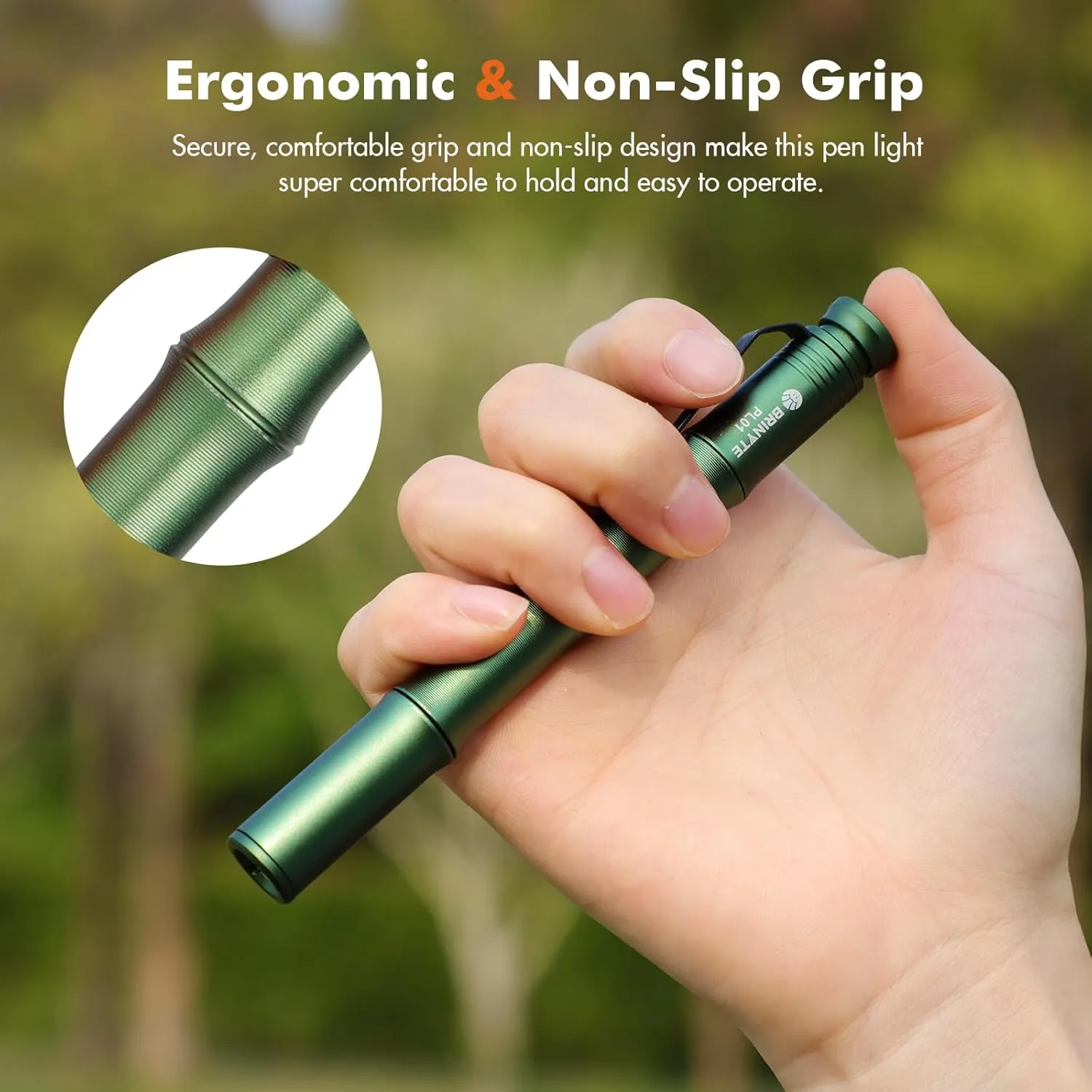 Brinyte PL01 165 Lumen Pen Light Flashlight Dual Mode High Low Ultra Thin AAA Battery Powered Inspection Light for Automotive Repair Mechanics Electricians with Pocket Clip (Green)
