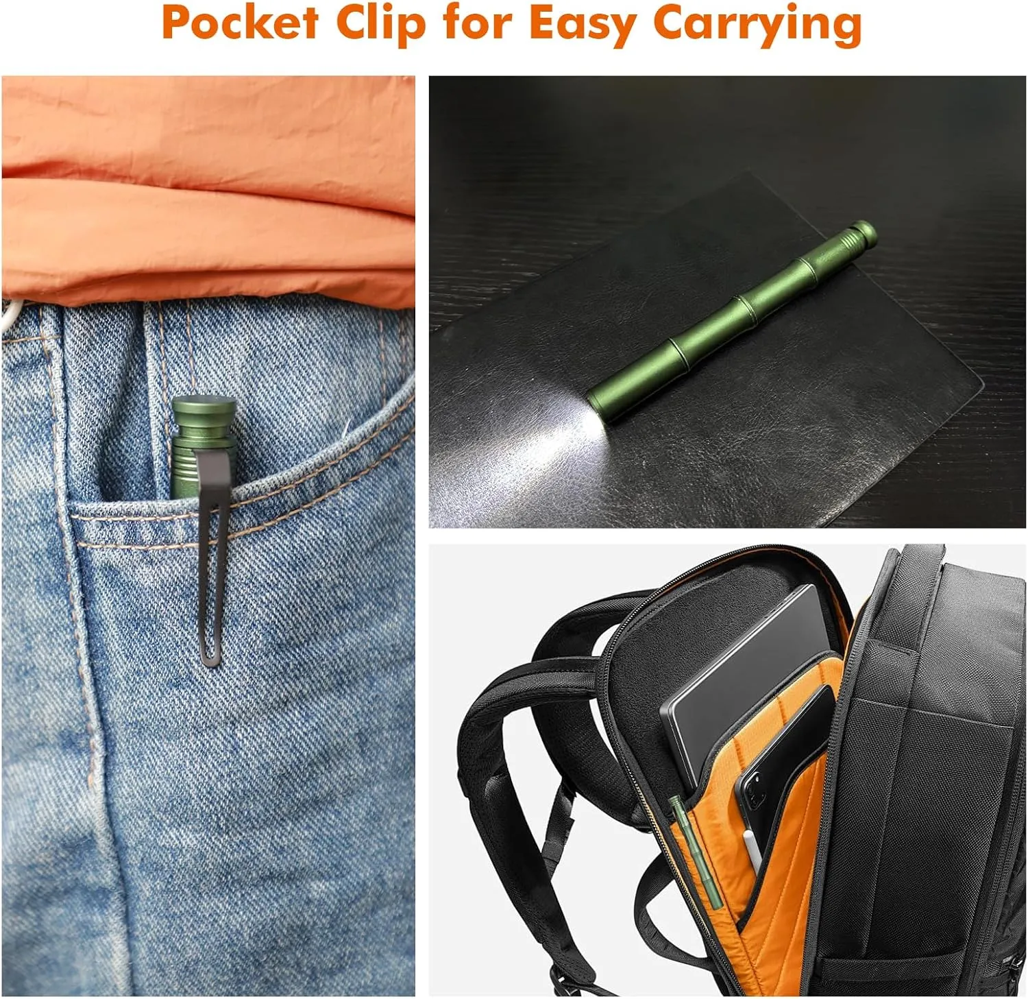 Brinyte PL01 165 Lumen Pen Light Flashlight Dual Mode High Low Ultra Thin AAA Battery Powered Inspection Light for Automotive Repair Mechanics Electricians with Pocket Clip (Green)