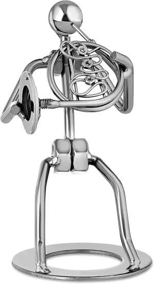 Broadway Gift Silvertone French Horn Player 6 inch Table Top Figurine