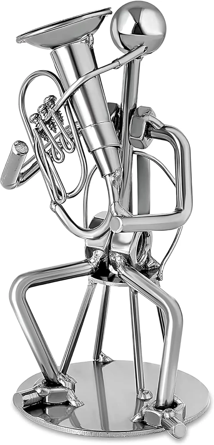 Broadway Gift Silvertone Tuba Player 6 inch Table Top Figurine