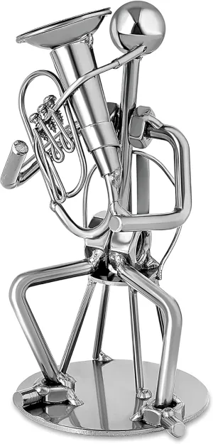 Broadway Gift Silvertone Tuba Player 6 inch Table Top Figurine