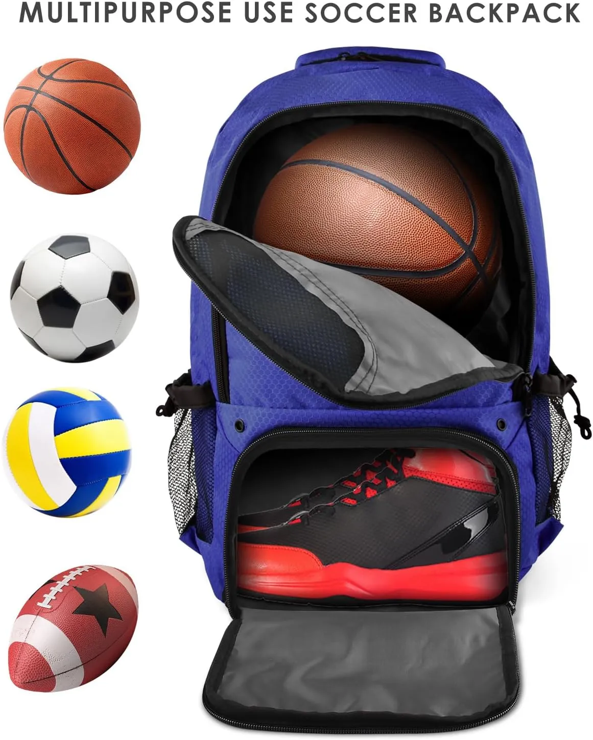 BROTOU Basketball Backpack, Large Basketball Bag with Shoes and Ball Compartment, Soccer Backpacks for Basketball/Volleyball