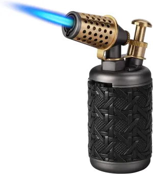 Butane Torch Lighter, Adjustable Refillable Torch Lighters with Safety Lock, Windproof Butane Torch, Antique Lighters with Punch, Blue Jet Flame Cooking Torch for Kitchen/BBQ/Candle/Camping (No Gas)