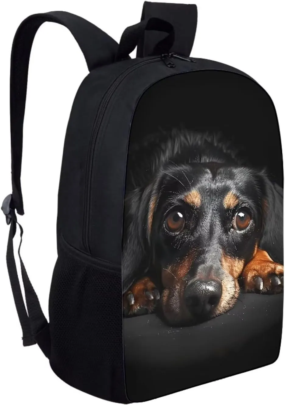 Buybai 3D Dachshund Dog Backpack for Kids, Travel Work Daypack 17 Icnh School Bags for Girls, Laptop Backpacks for Middle High school Student Portable Schoolbag with Side Pocket
