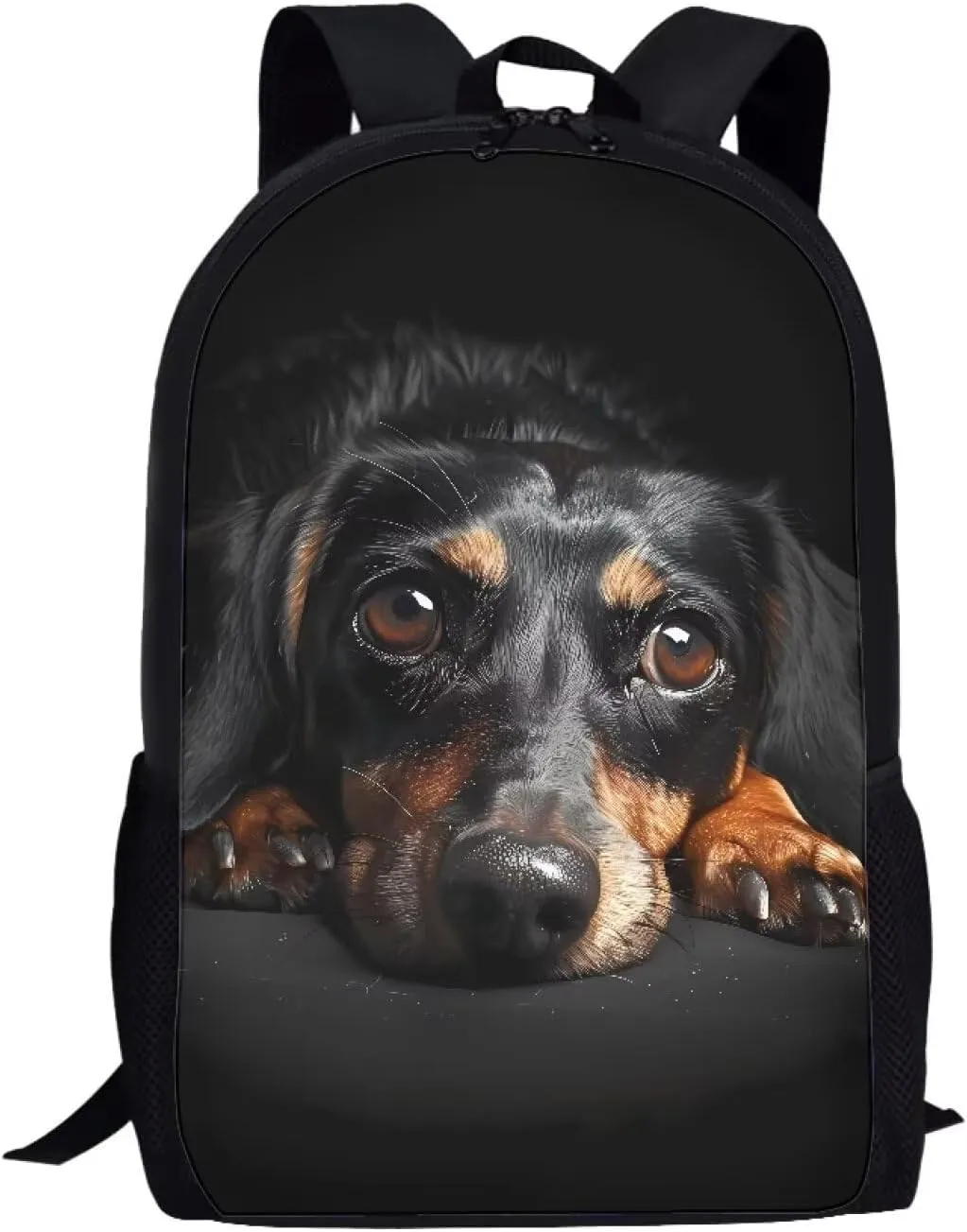 Buybai 3D Dachshund Dog Backpack for Kids, Travel Work Daypack 17 Icnh School Bags for Girls, Laptop Backpacks for Middle High school Student Portable Schoolbag with Side Pocket
