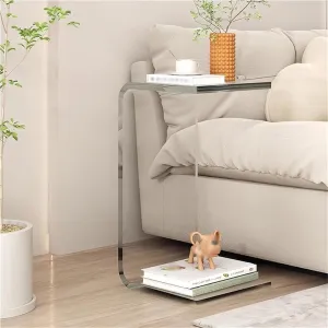 C-Shape Transparent Acrylic Side Table Space-Saving Couch Tables Terrace Accent Table c Shaped End Table for Home,Ideal for Home