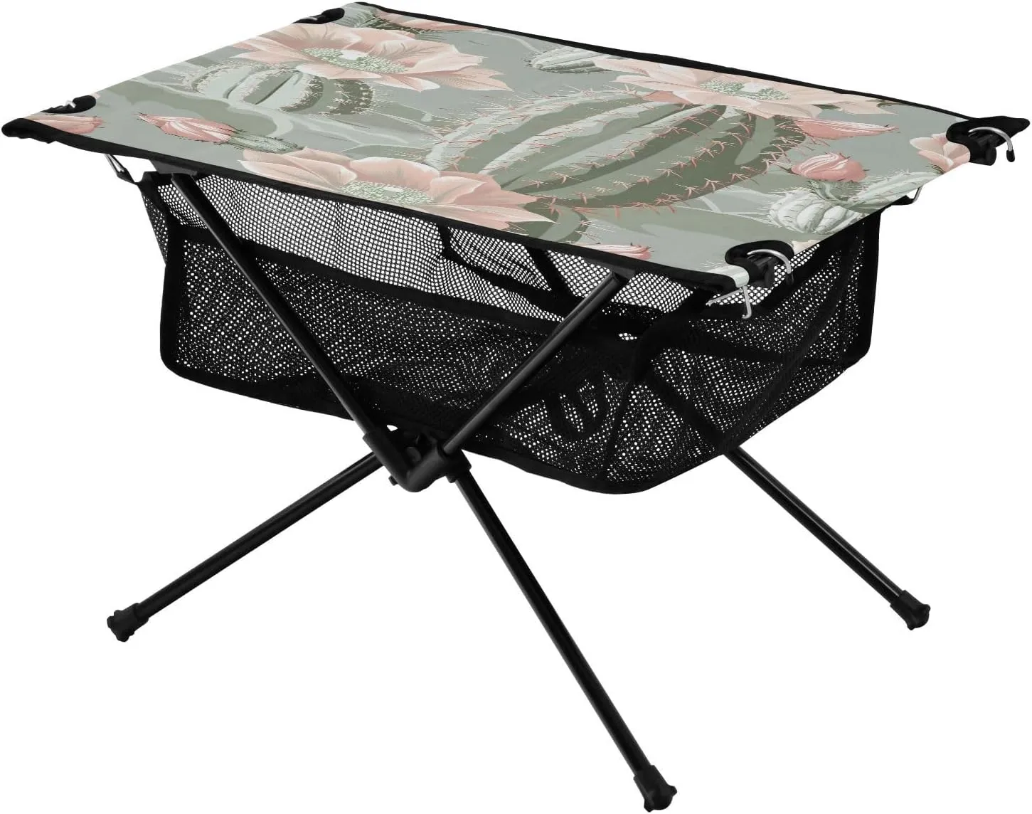 Cactus Flowers Portable Folding Camping Table, Compact Lightweight Beach Table with Carrying Bag for Outdoor Picnics, BBQs, Camp